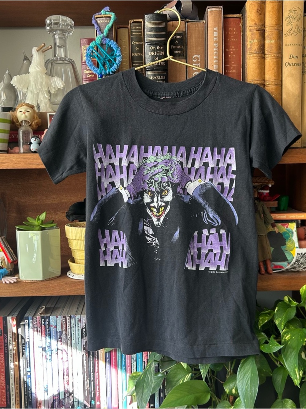 Vintage 1989 Black Joker Graphic Tee - Men's Comic Print Shirt - Picture 2 of 9